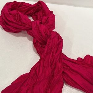 NWOT, SILK, BRIGHT FUCHSIA, SCARF, CRINKLE SILK, 100% SILK